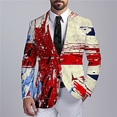preiswerte Herren bedruckte Blazer-Herren Graffiti Langarm Umlegekragen Geschäftlich Künstlerisch Abstrakt Arbeit Büro-Outfit Ausgehen Knöpfe Druck Mehrere Taschen
