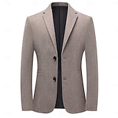 abordables Blazer-Homme Veste blazer Blazer en Tweed Col cranté Léger Couleur Unie Blazer Kaki Grise Coupe sur mesure à boutonnage simple à 2 boutons