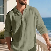 Herre Linskjorte Golf skjorte Arbeid Avslappet Knaphul Langermet Grunnleggende Moderne عادي Knapper Vår Høst Normal Svart Hvit Navyblå Kakifarget Militærgrønn Lyseblå Linskjorte billige Herre Klassisk Polo-Herre Linskjorte Golf skjorte Arbeid Avslappet Knaphul Langermet Grunnleggende Moderne عادي Knapper Vår Høst Normal Svart Hvit Navyblå Kakifarget Militærgrønn Lyseblå Linskjorte
