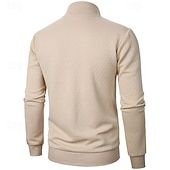 voordelige Basis Sweatshirts-Voor heren Sweatshirt Sweatshirt met volledige ritssluiting Rode Wijn Zwart Marineblauw Khaki Grijs Opstaande boord Effen Met Textuur Sport &amp; Outdoor Casual Dagelijks Streetwear Stoer Sportkleding