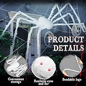 billige Halloween-gigantisk halloween hårete edderkopp realistisk skummel hvit edderkopp rekvisitter dekorasjon for innendørs og utendørs dekorasjon
