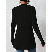 billige Blazere og dresser-Dame Blazer Bekvem Pustende Knapper OL-stil Fritid عادي Kontor Gate Avslappet Dagligdagstøy Enkeltkneppet Normal V-hals Normal Langermet Yttertøy Svart Hvit Rød Vår Høst