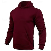 economico Felpa con cappuccio in pile-Per uomo Felpa con cappuccio Maglione Felpa con cappuccio in pile Felpa con cappuccio foderata in pile Nero Bianco Giallo Rosa Rosso Con Cappuccio Semplice Tasca Sport &amp; Outdoor Casuale Quotidiano