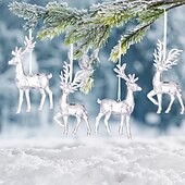 billige Ornamenter-2 stk. krystallreinsdyrpynt i krystall, hengende reinsdyrpynt i akryl, hengende anhengsfigurer til juletre til hjemmedekorasjon