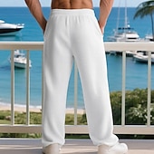 abordables Pierna Recta-Hombre Pantalones de Deporte Pantalones Pantalones deportivos de pierna recta Pantalones de gofres Correa Bolsillo Cintura elástica Plano Comodidad Deporte Diario Moda Casual Negro Blanco