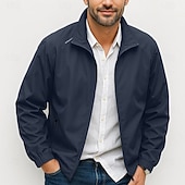 abordables Vestes Décontractées-Homme Veste Veste Décontractée Extérieur Vacances Chaud Fermeture éclair Avec Poches Automne Hiver Toutes saisons Uni ancien Mode Col montant Court Noir bleu marine Vert Kaki Gris Veste