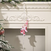 abordables Ornements-Décoration de Noël en forme de Père Noël grimpant, poupée de Père Noël en résine à suspendre, figurine de Père Noël grimpant à la corde pour décoration d&#039;arbre de Noël, de mur et de fenêtre