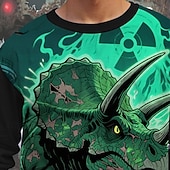 levne Chlapecké halloweenské kostýmy-předvečer Všech svatých Chlapecké 3D Komiks Dinosaurus Tričko Košilky Dlouhý rukáv Jaro Podzim Módní Základní Děti 4-12 let Tričkový Venkovní Ležérní Denní Běžný