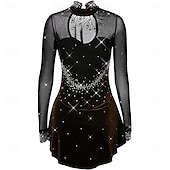 halpa Taitoluistelupuvut-naisten taitoluistelupuku tytöille mustat strassit kilpailutanssiasut
