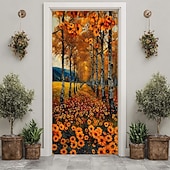 baratos Banners de Garagem e Porta-Tampa da porta Banners externos 森林 Estética Quarto Sala de estar Porta de Entrada Decorações de parede de porta de fundo