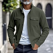 preiswerte Lässige Jacken-Herren Leichte Jacke Cordjacke Freizeitjacke Urlaub Täglich Atmungsaktiv Tasche Frühling Herbst Einfach Mode Klassisch Revers Regulär Schwarz Braun Hellgrau Armeegrün Aprikose Jacken