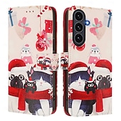 abordables Carcasas iPhone-teléfono Funda Para iPhone 17 Pro Max 17 Air 16 15 14 Pro Max Plus 16e 13 Mini Funda Trasera con correa de muñeca Caballete Ranura para tarjetas Navidad TPU Cuero de PU