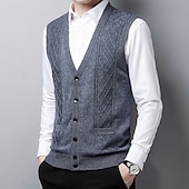 preiswerte Herren Strickjacke-Herren Pullover Kleid Pullover Strickjacke Strickpullover Gerippt Stricken Normale Oberteile Gestrickt Gerippt Einfach V Ausschnitt Mode Schals Lässig Alltagskleidung Bekleidung Herbst Winter