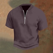 abordables Polo classique pour homme-Homme Polo Polo quart de zip Tenue quotidienne Date Zip quart Manche Courte Mode Basique Uni Fermeture éclair Été Coupe régulière Jaune clair Noir Jaune bleu marine Violet Orange Polo