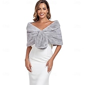 preiswerte Schals &amp; Umhänge-Kunstfell-Schal, Wickelstola, Shrug, Winter, Braut, Hochzeit, Schal, Wickeltuch, Abendparty, Cover-up für Frauen