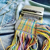 billige gjør-det-selv kunst-håndholdt vevstol - bærbart reparasjonsverktøy for billedvev for klær &amp;jeans, lys grå