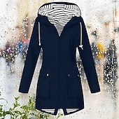 abordables veste active-Femmes Trench Chaud Confortable Fermeture éclair Avec Poches Mode Extérieur Uni Sortir Week-end Fermeture éclair Régulier À capuche Coupe régulière manche longue Vêtements d&#039;extérieur Jaune Rose