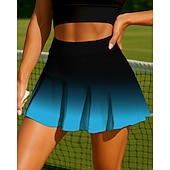 baratos Saias e Skorts Femininos-Mulheres Gradiente Arte abstrata Saia de tênis Sem Manga Patchwork Bolsos 2 em 1 UPF50+ Resistente a UV Multicamada Voleibal Tênis Badminton Calção Saias Azul Azul Céu Vermelho Rosa Roupas de tênis