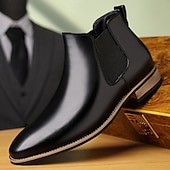 abordables Bottes de Chelsea-Homme Bottes Bottes Chelsea Marche ancien Occasionnel Cuir PU Confortable Antidérapant Chaud Bottines Mocassin Noir Jaune Marron Automne Hiver