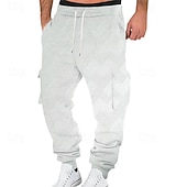 cheap Cargo-Men's Sweatpants Joggers Trousers Jacquard Drawstring Pocket Plain Comfort Daily Sports Outdoor Fashion Casual White Wine Micro-elastic