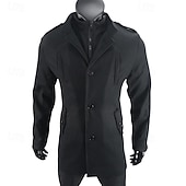 economico Trench da uomo-Per uomo Cappotto da marinaio Trench Vacanza Quotidiano Autunno Inverno Poliestere Antivento Capispalla Abbigliamento Moda Classico Semplice Tasca Collo alla coreana Monopetto