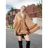 billige Pelssjal-Pelssjal Plus Size Curve Hold Varm Ermeløs Flaggermusermer Polyester Bryllup Wrap Med Ren Farge Til Spesiell Leilighet Høst vinter