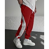 levne Tepláky-Pánské Tepláky Běžec Kalhoty Šňůrky Kapsy Elastický pas Barevné bloky Pohodlné Outdoorové sporty Denní Módní Na běžné nošení Černočervená Bílá  / modrá Lehce elastické