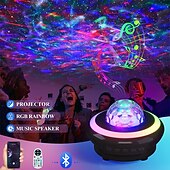 baratos Luzes de Natal-Projetor de céu estrelado com controle remoto, luz noturna com alto-falante Bluetooth, lâmpada Galaxy recarregável USB para decoração de quarto infantil