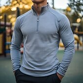 preiswerte Klassisches Poloshirt für Herren-Herren Waffel-Poloshirts Viertel-Reißverschluss-Poloshirt Outdoor Lässig Reißverschluss Viertelreißverschluss Langarm Mode Modern Einfarbig Texture Gestrickt Frühling &amp; Herbst Ganzjahres Schmale
