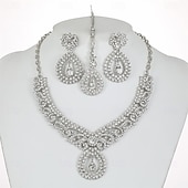 abordables Parures de Bijoux-Parure de bijoux 3 Or Strass Chrome Boucles d&#039;oreilles Collier Femmes Élégant ancien Mode Le style rétro Classique Parure de Bijoux Pour Mariage Soirée robe demoiselle d honneur