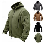 economico Felpa Tattica-Per uomo Felpa con cappuccio Felpa con cappuccio a zip intera Felpa con cappuccio in pile Felpa con cappuccio tattica Nero Verde militare Cachi Grigio Con Cappuccio Semplice Tasca Sport &amp; Outdoor