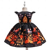 preiswerte Halloweenkostüme für Mädchen-Kinder Mädchen Partykleid Grafik Ärmellos Besonderer Anlass Prinzessin Polyester Partykleid Sommer Frühling 3-10 Jahre Orange