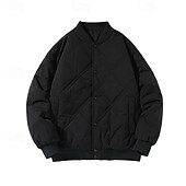 Men's Jacket Casual Jacket Outdoor Vacation Warm Zipper Pocket Fall Winter Plain Fashion Streetwear Standing Collar Regular Black Khaki Jacket4