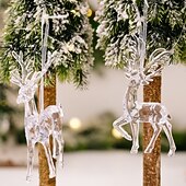 billige Ornamenter-2 stk. krystallreinsdyrpynt i krystall, hengende reinsdyrpynt i akryl, hengende anhengsfigurer til juletre til hjemmedekorasjon