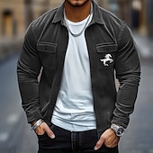 economico giacca camicia da uomo-Per uomo Animale Cavallo Camicia di Velluto a Coste Giacca camicia Sopracamicia Manica Lunga Casual All&#039;aperto Abbigliamento Quotidiano Autunno Inverno Collo ripiegato Bottonato Caldo Giacca con