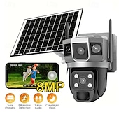 cheap Indoor IP Network Cameras-Outdoor Solar-powered Camera With Smart Ai Alerts Wifi Camera With Dual Lenses 360 View Of Home Security System With Human Detection Automatic Tracking Colour Night Vision And Pir Sensor.