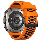 halpa Samsungin kellon rannekkeet-Kellon ranneke varten Samsung Galaxy Katso Ultra Ruostumaton teräs Silikoni Korvaus Hihna Kaksisävyinen Säädettävä Ruostumattomasta teräksestä valmistettu solki Urheiluhihna Ranneke