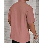 economico camicia da uomo con bottoni-Per uomo Camicia Camicia Estiva Camicia casual Camicia da Spiaggia Camicia con Bottoni Marrone Scuro Nero Bianco Verde chiaro Rosa Manica Corta Semplice Bavero Vacanza Camicia hawaiana Abbigliamento
