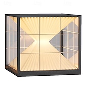 رخيصةأون ضوء البريد-مصباح حائط خارجي LED مربع أبيض دافئ مصباح عمود خارجي مقاوم للماء مصابيح عمود الفناء للمنزل والشرفة والفناء الخارجي والمرآب والفناء الخارجي مصابيح عمود الفانوس