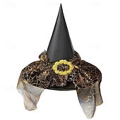 economico Costumi di Halloween per bambine-Bambini Ragazze Cappelli e berretti Dolce Feste Halloween cappello Patchwork Argento Nero