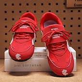 economico Sneakers da uomo-scarpe da ginnastica sportive rosse e bianche da uomo: eleganti scarpe da corsa con rete traspirante per abbigliamento casual, palestra e avventure all&#039;aria aperta