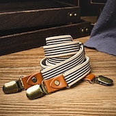 cheap Men's Belt-Men's Suspenders Fashion Polyester Alloy Adjustable Stripes Beige Daily Formal Evening Waist Belt