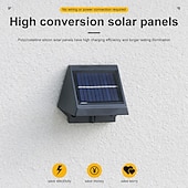 tanie Kinkiety zewnętrzne-2/4 sztuki solarnej lampy ściennej, wodoodpornej, zewnętrznej, ogrodowej, do oświetlenia ściennego, domu, balkonu, świątecznej dekoracji, nastrojowej lampy, willi, lampy ulicznej
