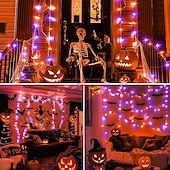 abordables Guirlandes lumineuses à piles-2m Guirlandes Lumineuses 20 LED Blanc Chaud Blanc Rouge Lumières de fil de cuivre Halloween Étanche Vacances Alimenté par piles