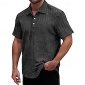 cheap Men&#039;s Classic Polo-Men&#039;s Golf Shirt Golf Polos Shirts Work Casual Lapel Short Sleeve Basic Modern Plain Jacquard Buttons Summer Spring Regular Fit Wine Black Light Green Navy Blue Sky Blue Purple Golf Shirt