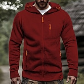 preiswerte Basic-Hoodies für Herren-Herren Kapuzensweatshirt Vollreißverschluss-Kapuzensweatshirt Schwarz Weiß Wein Armeegrün Marineblau Mit Kapuze Einfach Reißverschluss Tasche Sport &amp; Outdoor Täglich Ferien Polyester Streetwear Basic