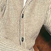 billiga cardigan tröja för män-Herr Tröja Cardigan Tröja Ribbad Sticka Vanliga toppar Stickat Slät Hög hals Semester Mode Ledigt Dagliga kläder Kläder Vår &amp; Höst Khaki grön S M L