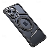 Недорогие Чехлы для iPhone-телефон Кейс для Назначение iPhone 17 Pro Max 17 Air 16 15 14 Pro Max 13 Pro Max Кейс на заднюю панель со стендом Магнитный Защита от удара Металл