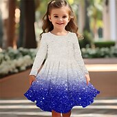 preiswerte 3D Shining Vision Kleid-Mädchen&#039; 3D Grafik Kleid Langarm Sommer Frühling Urlaub Täglich Ferien Prinzessin Schön Süß Kinder 4-12 Jahre Freizeitkleid A Linie Kleid Knielang Normale Passform