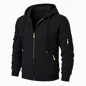 abordables Sudadera Táctica-Hombre Sudadera Sudadera con capucha y cremallera completa Sudadera con capucha de lana Sudadera táctica con capucha Negro Azul Marino Caqui Gris Claro Gris Oscuro Con Capucha Plano Cremallera